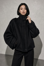 Maia | Women's High Neck Button Front Wool Blend Jacket