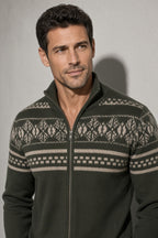 Men's Cardigan Fair Isle Zip-Up Front