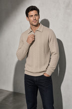 Men's Sweater Collared Quarter-Zip Textured Knit