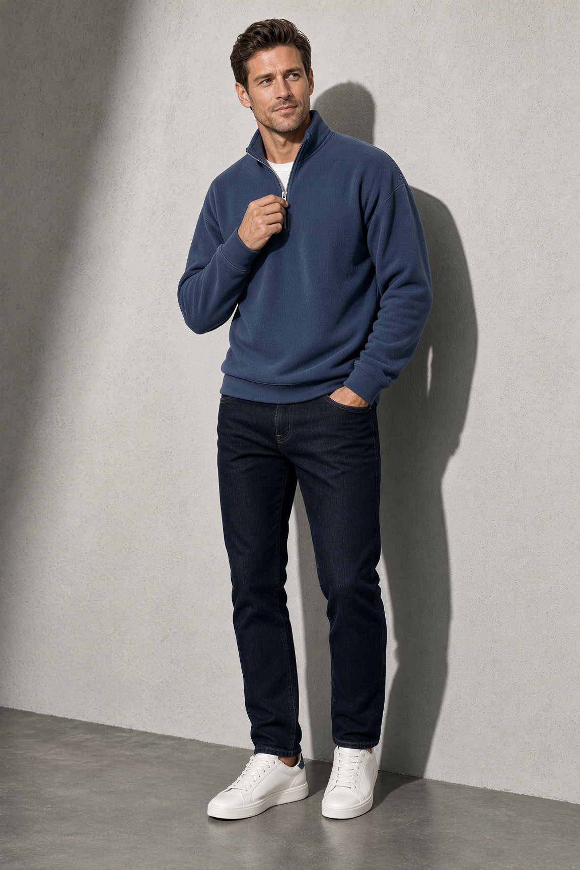 Men's Sweatshirt Quarter-Zip Stand Collar