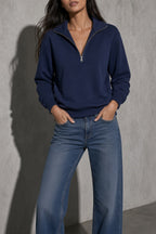 Women's Sweatshirt Quarter-Zip Lapel Collar