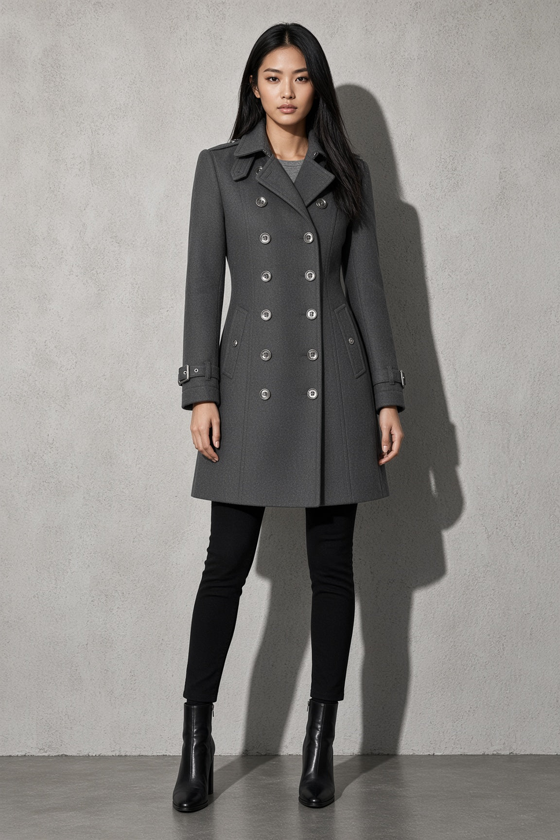 Women's Coat Double Breasted Longline