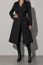 Women's Coat Belted Trench Double-Breasted Front