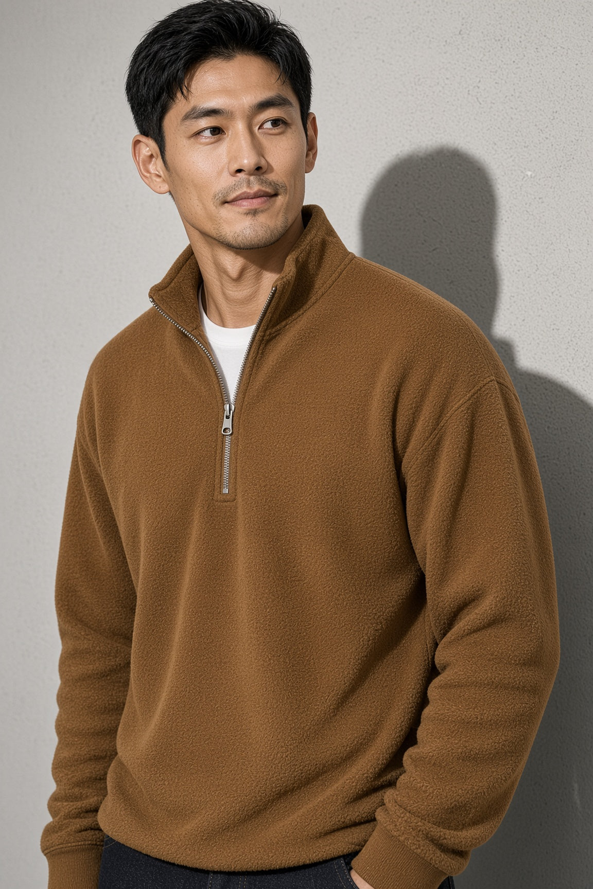 Men's Sweatshirt Quarter-Zip Stand Collar