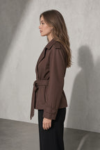 Women's Coat Belted Trench Double-Breasted Front