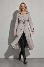 Women's Coat Belted Trench Double-Breasted Front