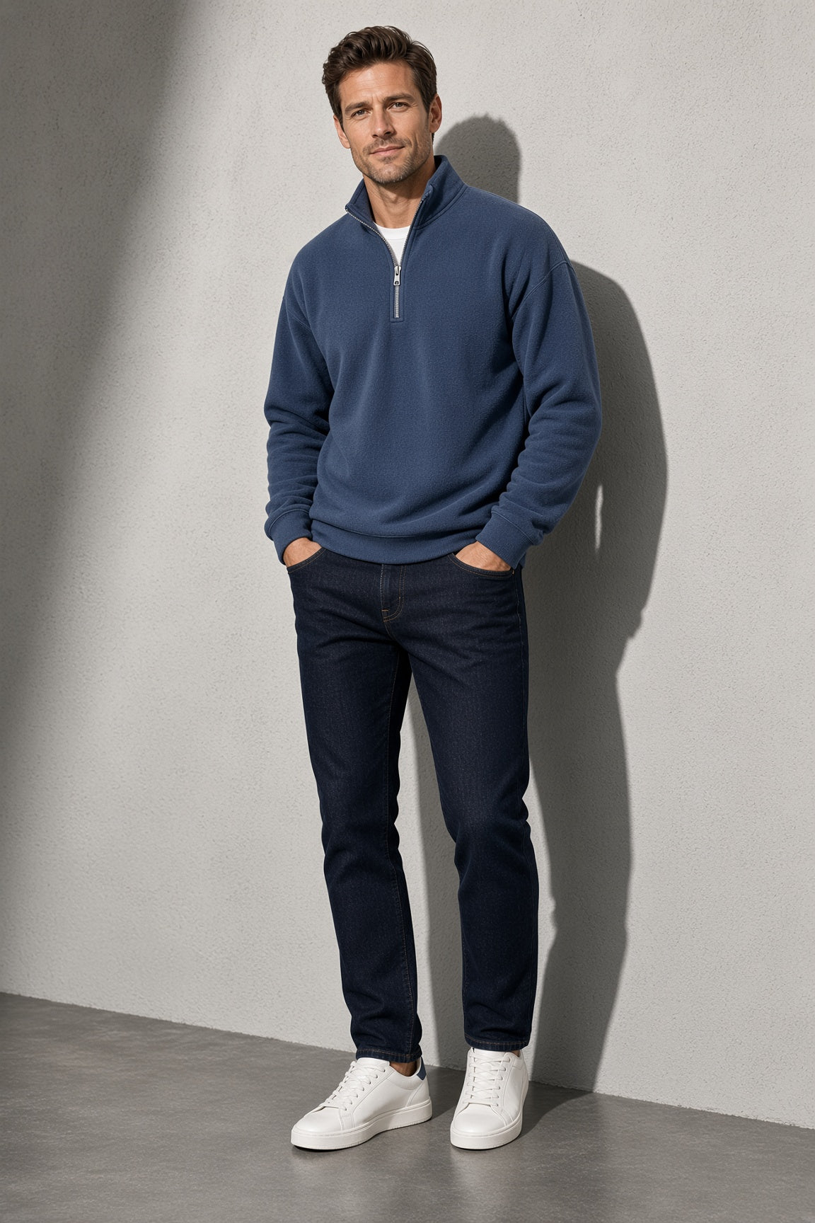 Men's Sweatshirt Quarter-Zip Stand Collar