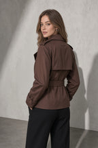 Women's Coat Belted Trench Double-Breasted Front