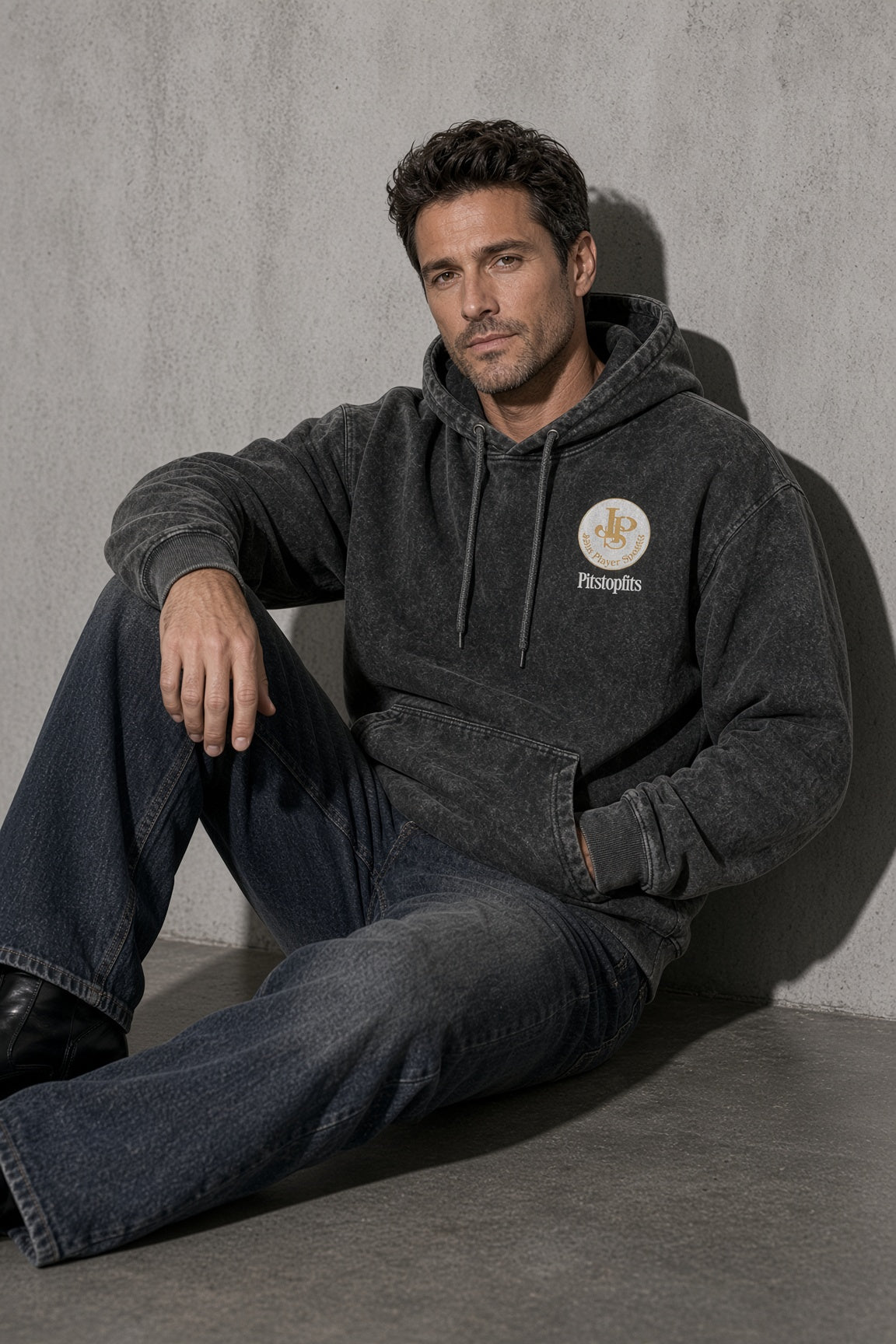 Men's Hoodie Washed Graphic Kangaroo Pocket