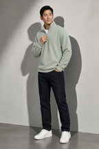Men's Sweatshirt Quarter-Zip Stand Collar