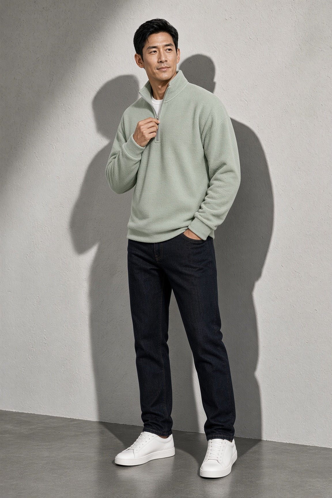Men's Sweatshirt Quarter-Zip Stand Collar