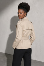 Women's Coat Belted Trench Double-Breasted Front