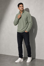 Men's Sweatshirt Quarter-Zip Stand Collar