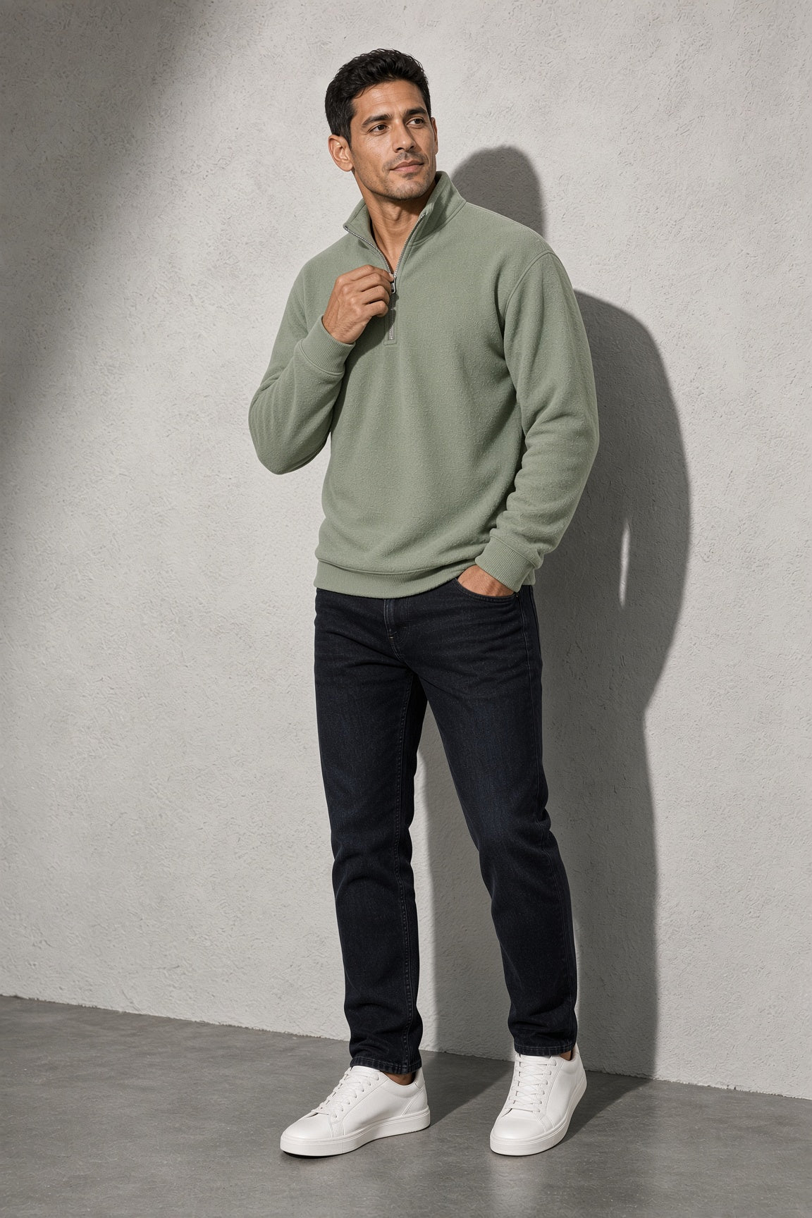 Men's Sweatshirt Quarter-Zip Stand Collar