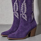 Women's Boots Embroidered Western Knee-High Shaft