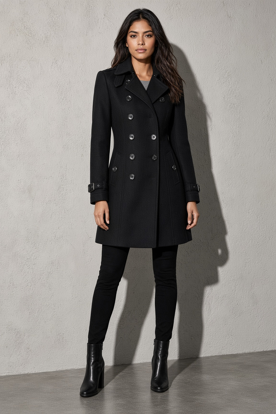 Women's Coat Double Breasted Longline