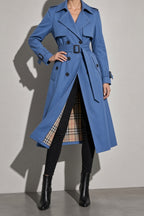 Women's Coat Belted Trench Double-Breasted Front