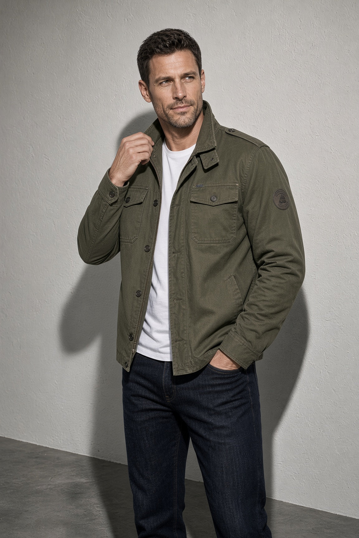 Men's Jacket Four-Pocket Stand Collar