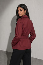 Women's Coat Belted Trench Double-Breasted Front