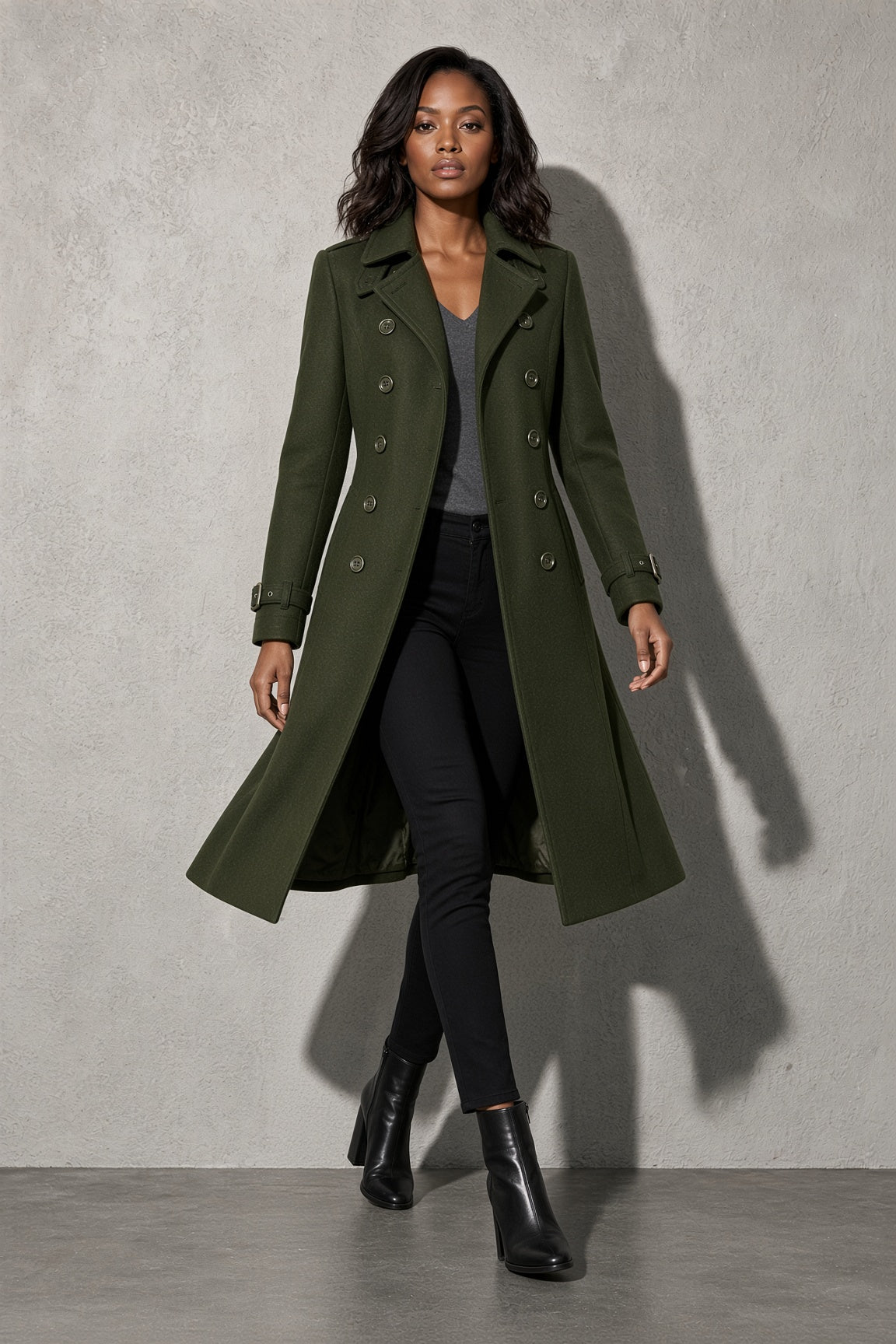 Women's Coat Double Breasted Longline