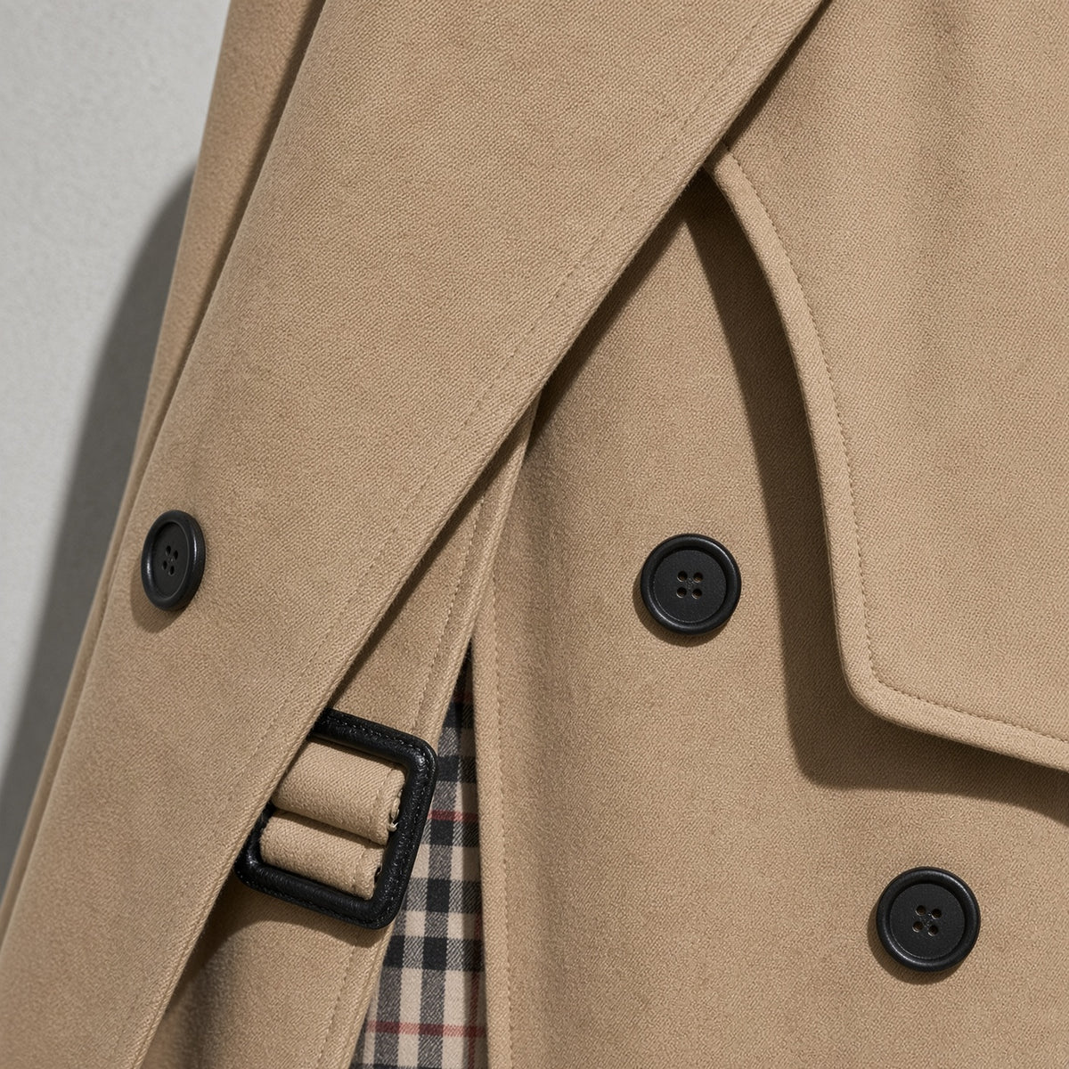 Women's Coat Belted Trench Double-Breasted Front