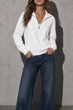 Women's Sweatshirt Quarter-Zip Lapel Collar