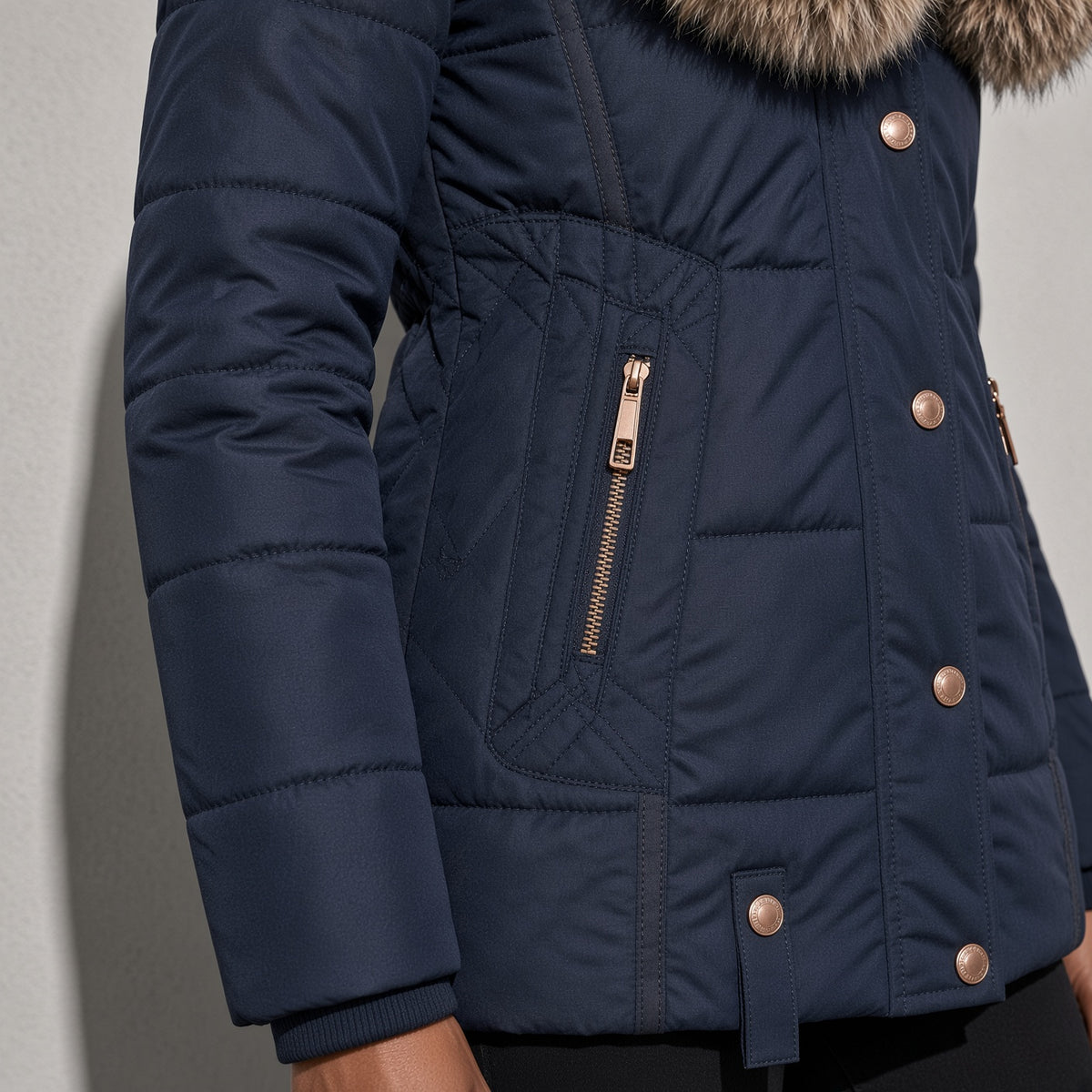 Women's Jacket Puffer Faux Fur Trim