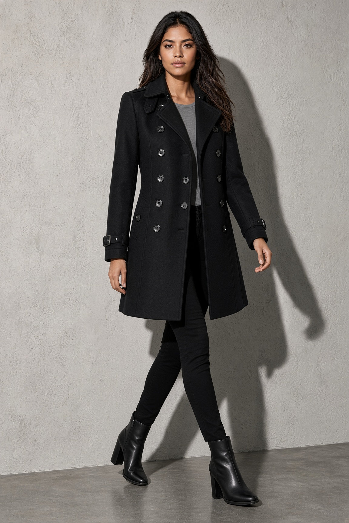 Women's Coat Double Breasted Longline
