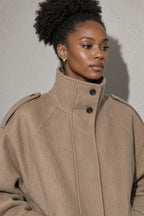 Maia | Women's High Neck Button Front Wool Blend Jacket