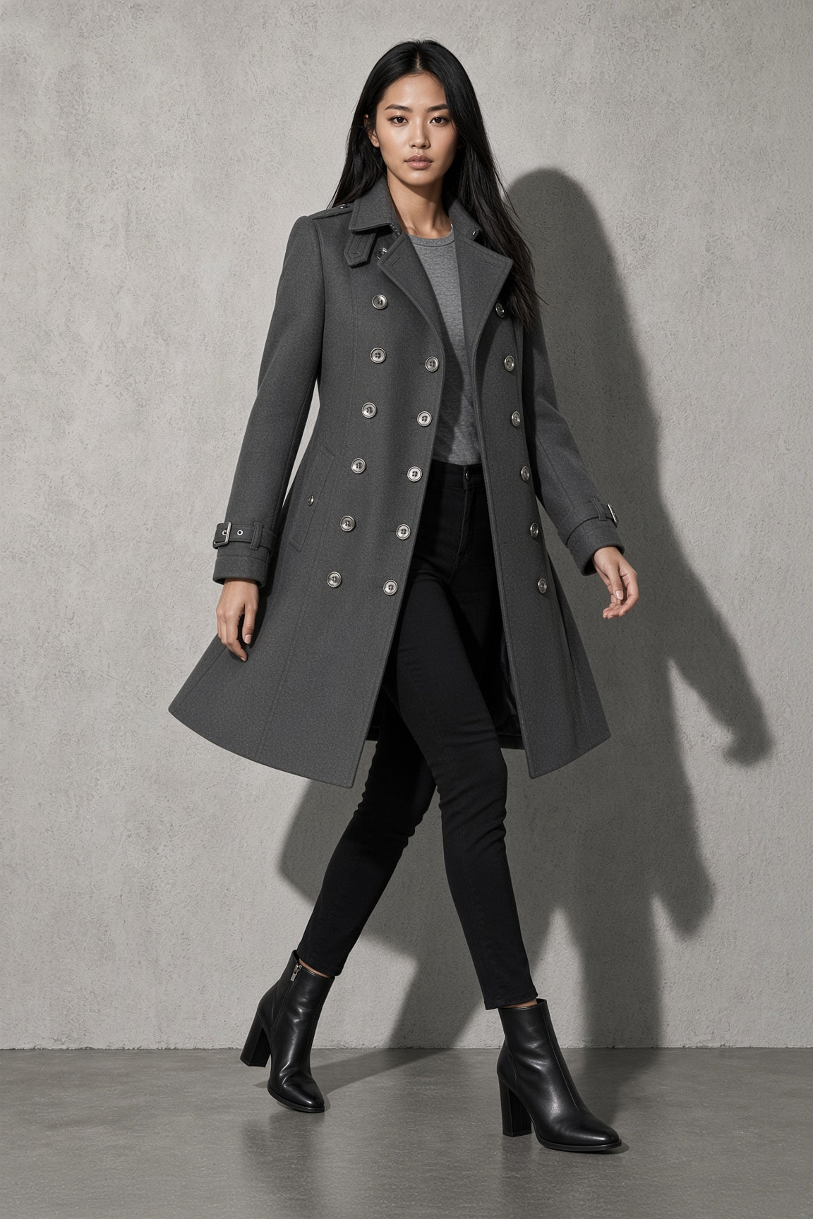 Women's Coat Double Breasted Longline