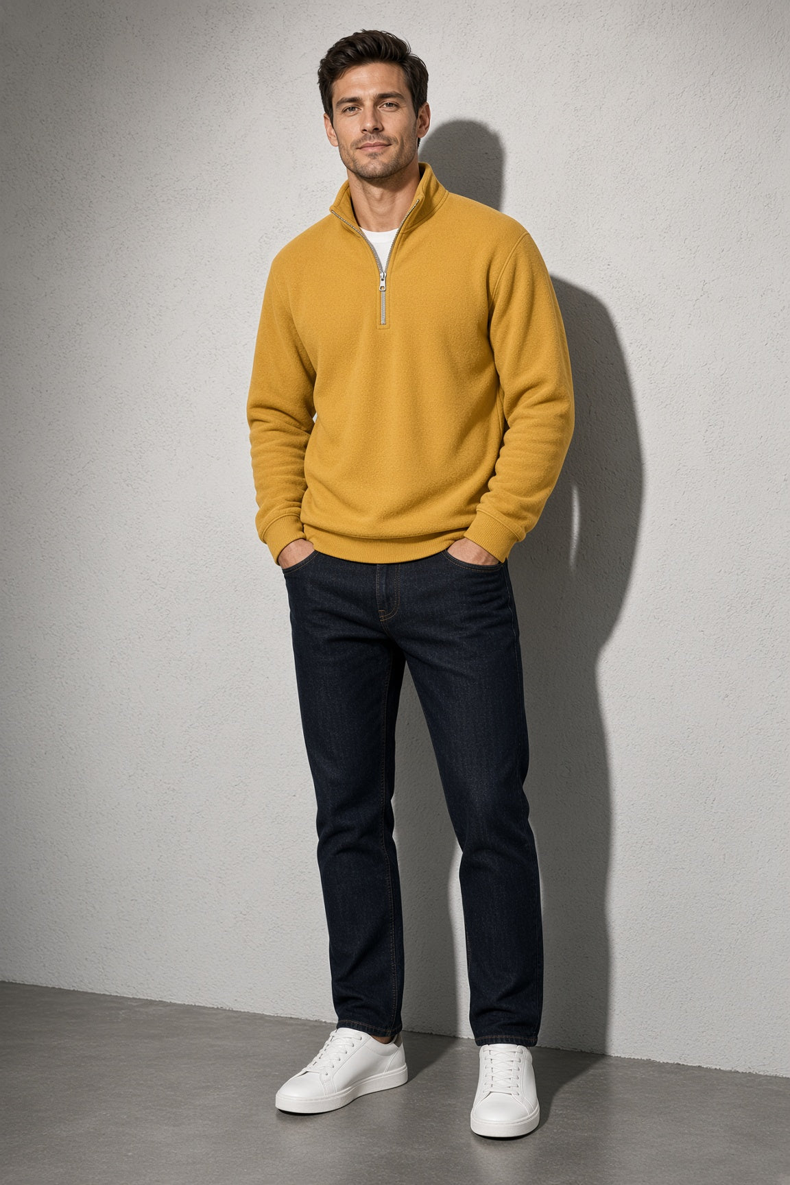Men's Sweatshirt Quarter-Zip Stand Collar