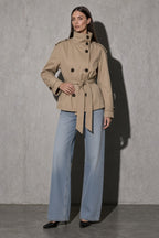 Women's Jacket Cropped Trench Turtle Neck