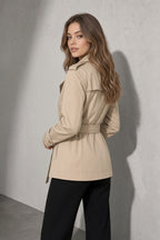 Women's Coat Belted Trench Double-Breasted Front