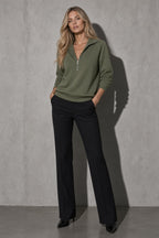 Women's Sweatshirt Quarter-Zip Lapel Collar