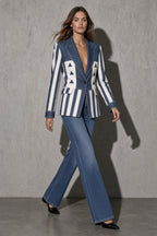 Women's Blazer Statement Pattern Single Button