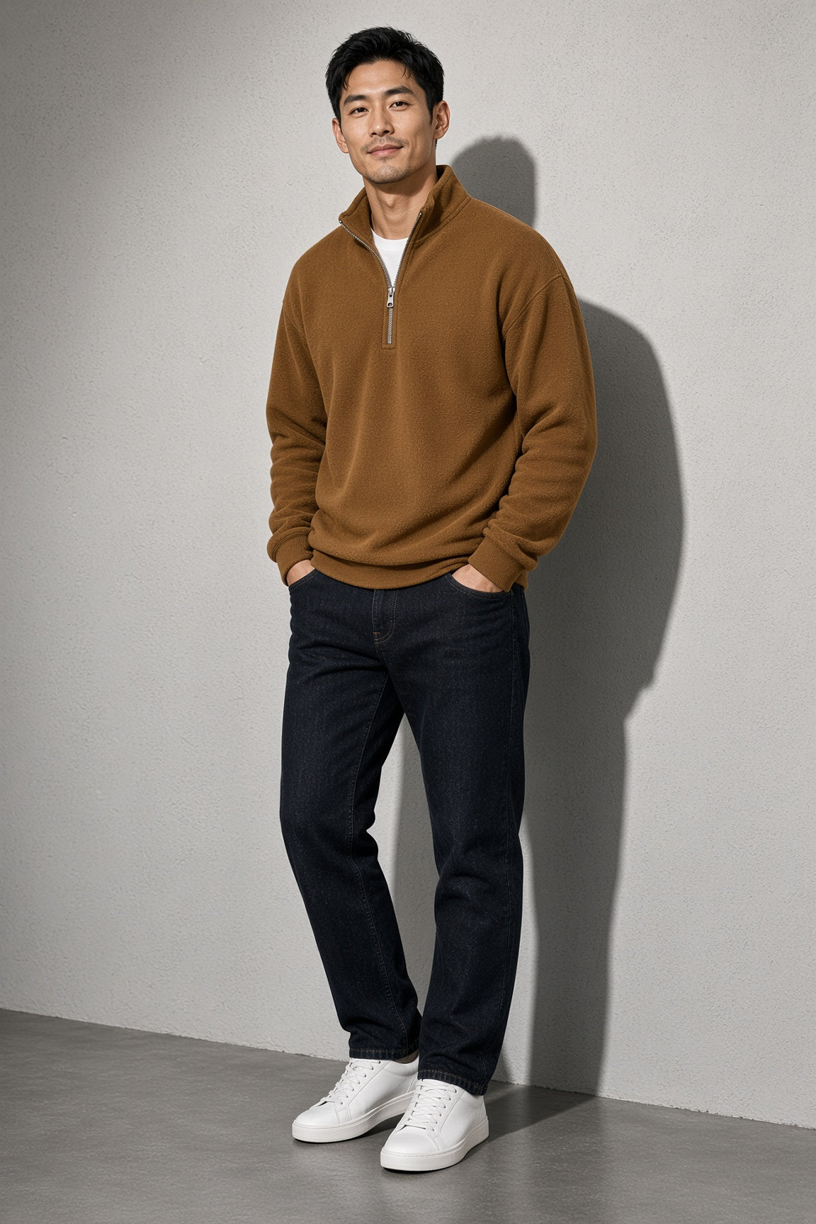 Men's Sweatshirt Quarter-Zip Stand Collar
