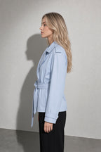 Women's Coat Belted Trench Double-Breasted Front