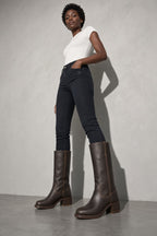 Boots For Women | Mid Calf Block Heel With Closed Toe