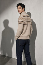 Men's Cardigan Fair Isle Zip-Up Front