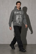 Heartless skeleton men's black hoodie, full-body view