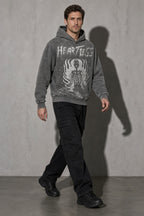 Heartless skeleton men's black hoodie, full-body view