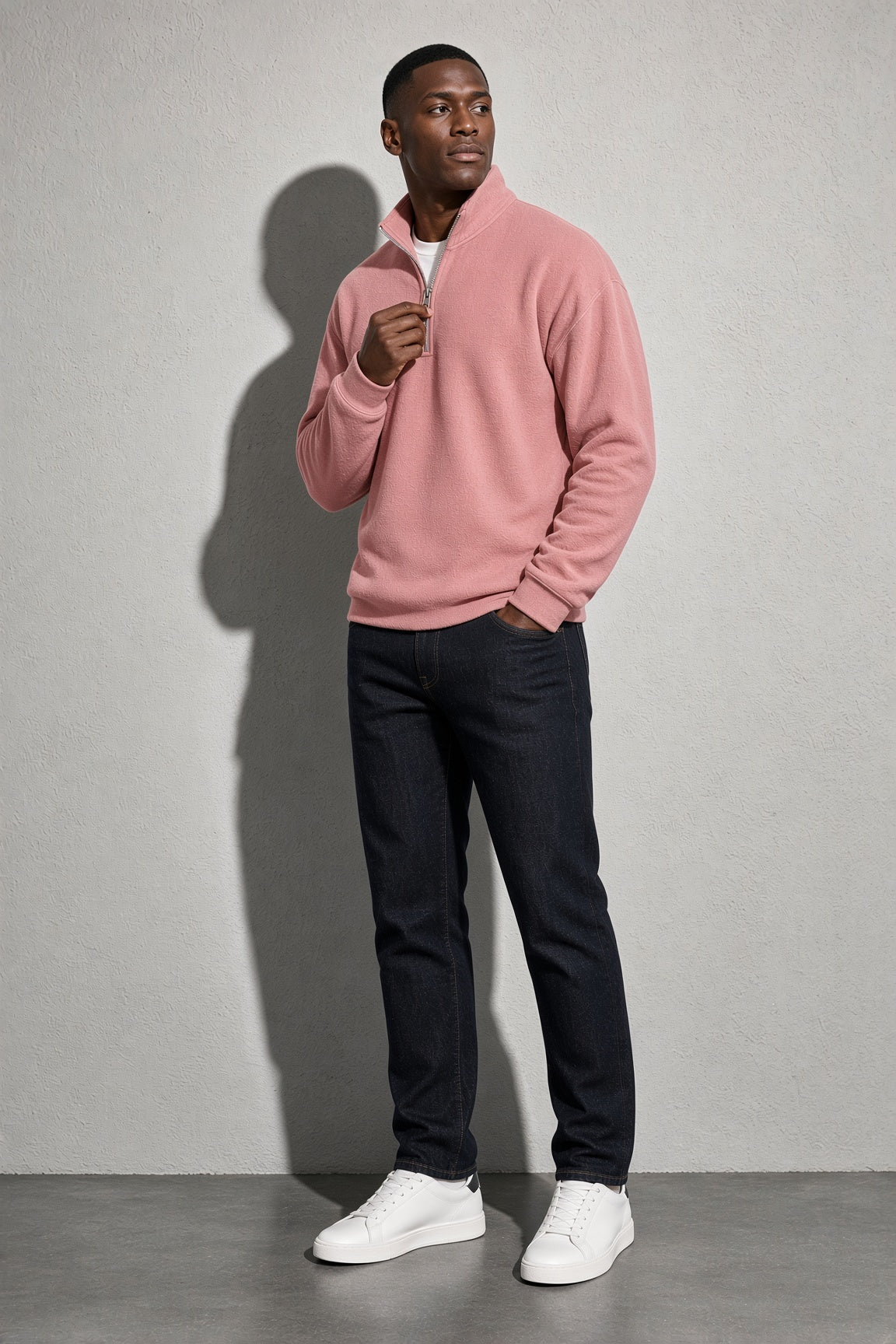 Men's Sweatshirt Quarter-Zip Stand Collar
