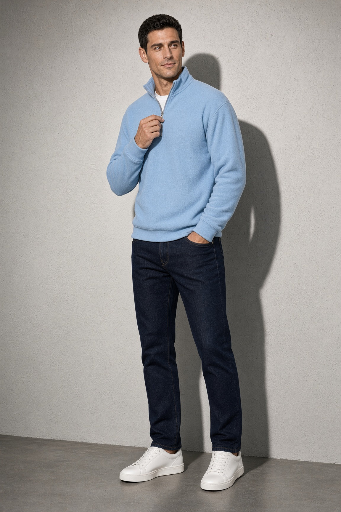 Men's Sweatshirt Quarter-Zip Stand Collar