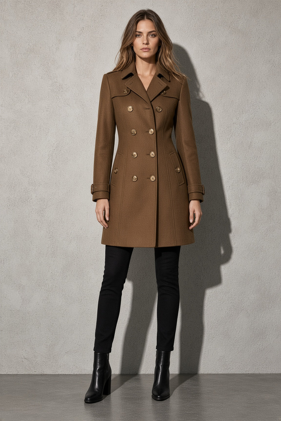 Women's Coat Double Breasted Longline