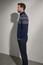 Men's Cardigan Fair Isle Zip-Up Front