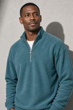 Men's Sweatshirt Quarter-Zip Stand Collar