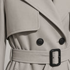 Women's Coat Belted Trench Double-Breasted Front