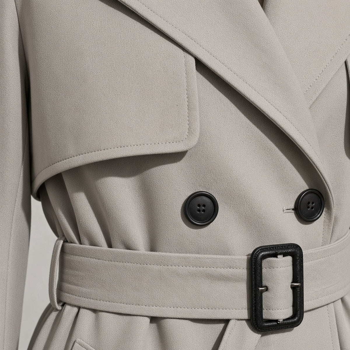 Women's Coat Belted Trench Double-Breasted Front