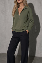 Women's Sweatshirt Quarter-Zip Lapel Collar