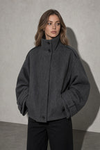 Maia | Women's High Neck Button Front Wool Blend Jacket